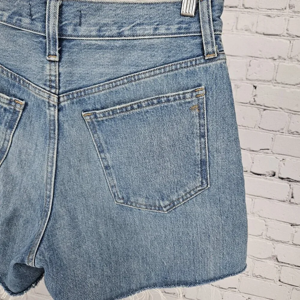 Madewell Blue Relaxed Mid-Length Denim Shorts High Rise Raw Hem 25 (29x5) - Picture 8 of 11